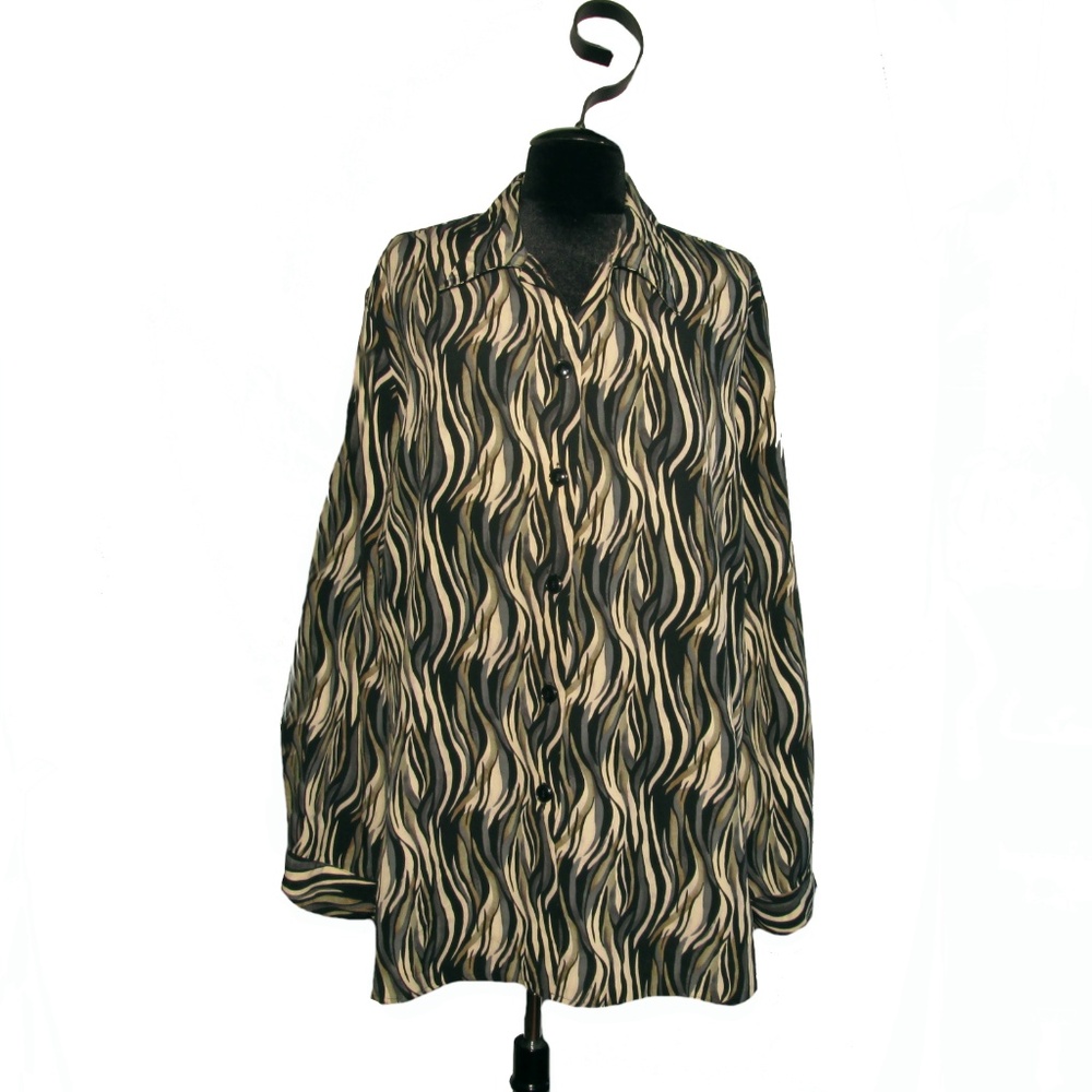 Sarah B Woman Black Striped Blouse Plus Size 3X